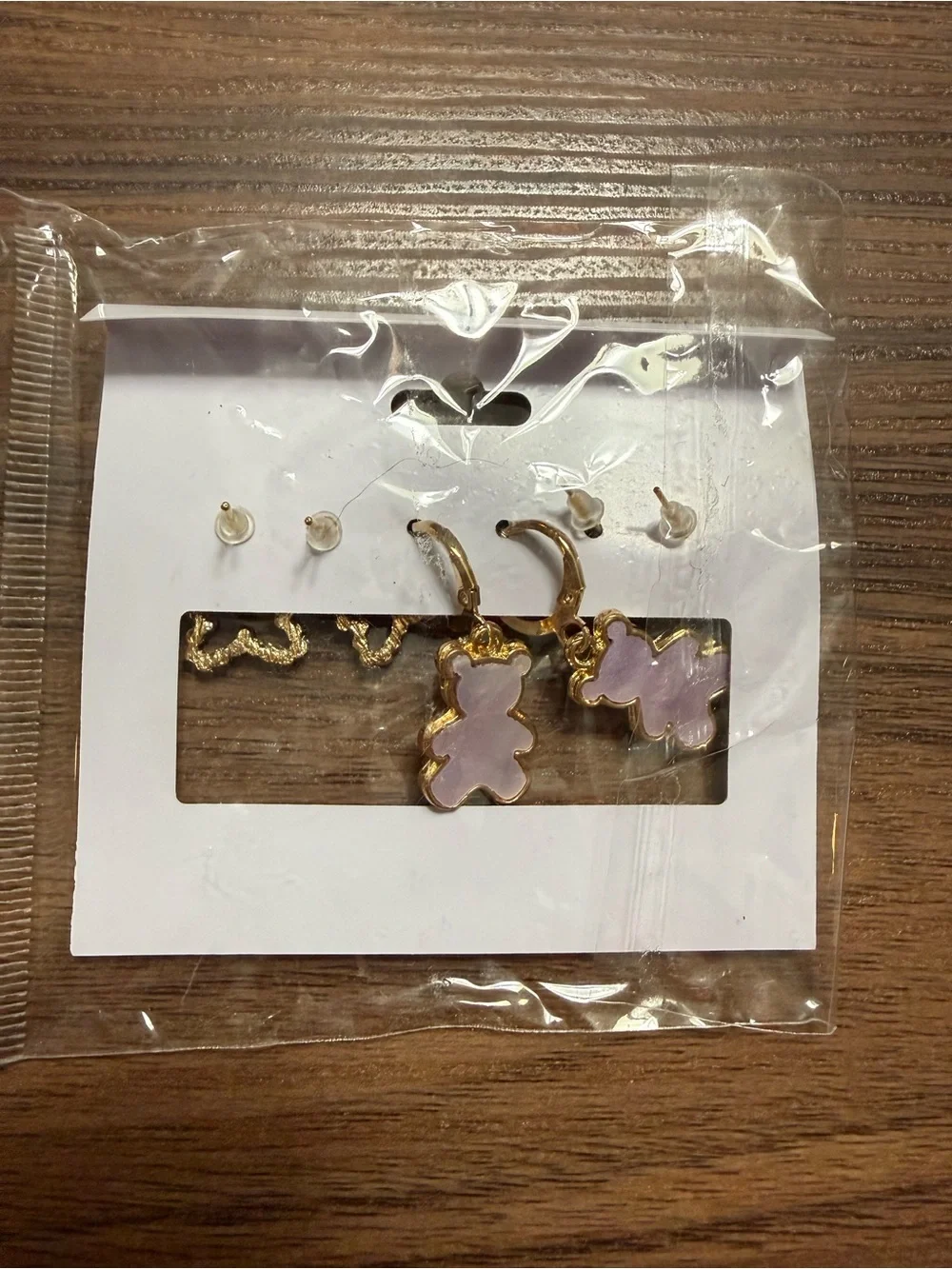 Fashion Gold-Tone 6 pr pierced Earring Sets teddy bears stars studs flowers new
